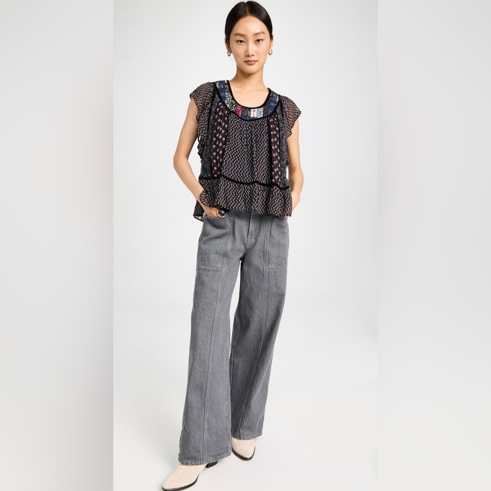 Sea New York Alani Print Flutter Sleeve Top